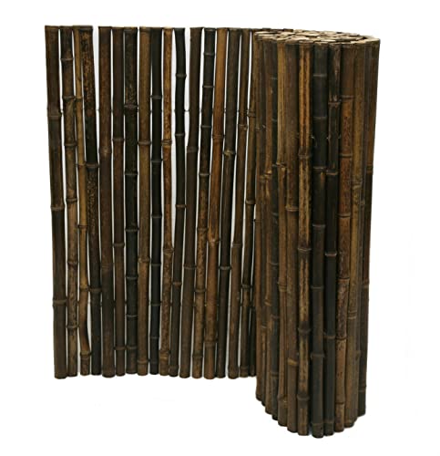 Backyard X-Scapes Natural Bamboo Fencing Garden Screen Rolled Fence Panel Black 1 in D x 3 ft H x 8 ft L