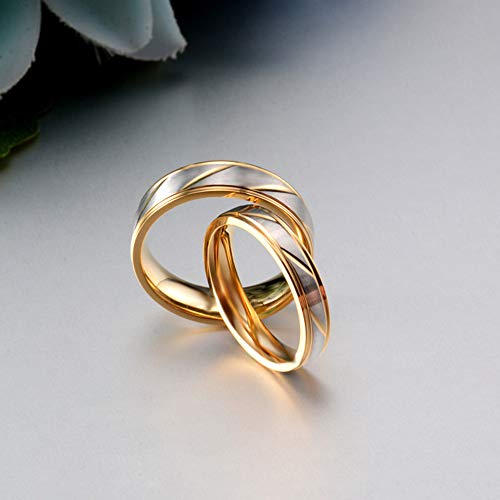 PAURO Stainless Steel Couples Laser Individual 18K Golden Ring for Wedding Promise4