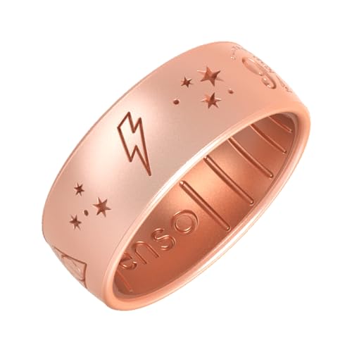 Enso Rings Wizarding World of Harry Potter Collection Dualtone Silicone Ring - Comfortable and Flexible Design - 7.99mm Wide, 2.18mm Thick - Harry Potter Glasses - Rose Gold/Copper - Size 72