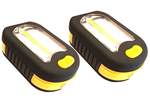 2 Pack Ponvey 200 Lumens Portable COB Work Light/Multi-Use Flashlight, Strong Magnetic Base & 360° Hanging Hook & 130° Adjustable Holder, Battery-Operated Flood Light