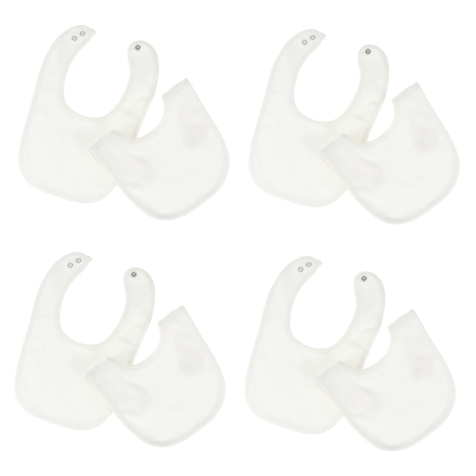 Baberos de Algodón de Doble Capa con Broches, 8 Piezas para Ñiño | Color Blanco, Lavables, para Babeo y Dentición, Diseño Apto para Niños Estilo Aleatorio