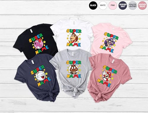 Customized Super Family Shirt, Birthday Shirt, Personalized Friends Matching Tee, Shirt Kart Shirts, Yoshi Bowser Jr Daisy Rosalina Peach Koopa Waluigi Wario Toad T Shirts… (Unisex T-Shirt)2
