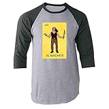 Pop Threads El Machete Mexican Lottery Parody Funny Raglan Baseball Tee Shirt Gray Sleeves 2XL