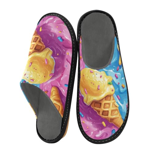 Slippers for Women Ice Cream Cone Sprinkles Soft Fuzzy Women's Slippers Indoor and Outdoor Shoes