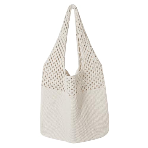 Adiwo Bolso de Ganchillo, Large Bolsa de Playa para Mujer, Bolso de Mano Hueco Retro, Lightweight Bolso de Punto, Estilo Bohemio para Trabajo Diario, Vacaciones, Viajes, Beige
