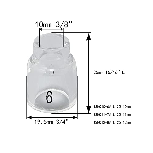 Image of RIVERWELD TIG Glass Cups Clear Quartz Nozzle 13N11 7# 7 /16 inch 11.00mm 4pcs
