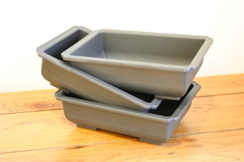 Conjunto de 3 Bonsái Plástico Ollas Gris 20cm x 14cm x 6cm