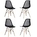 N/C - Set di 4 sedie per sala da pranzo, gambe in legno massiccio, stile scandinavo, colore: Nero