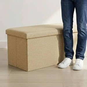 収納ベンチ 収納ボックス 幅76×奥行38×高さ35cm オットマン 耐荷重150kg 折りたたみ コンパクト ボックススツール 座れる収納 おしゃれ スツール 収納 椅子 iimono117 (ベージュ)