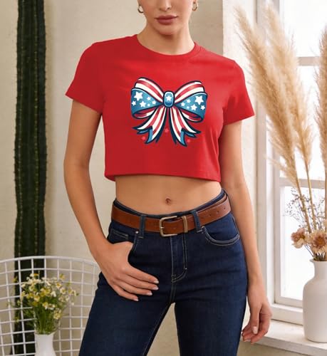Image of 4th of July Bow Tank Top Women-Vintage American Bow Sleeveless Shirt USA Flag Tee Top Patriotic Tank Top