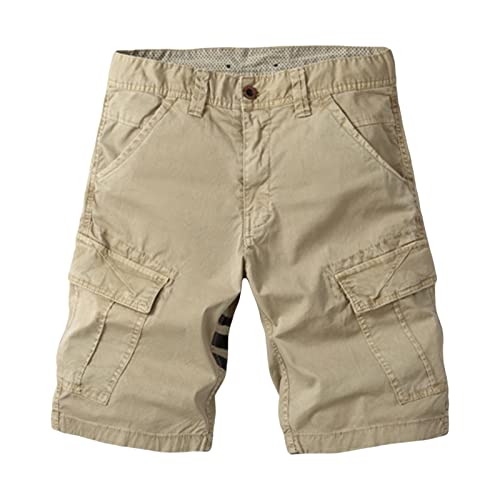 Men's Casual Cargo Shorts Lightweight Relaxed Fit Multi Pocket Shorts Loose Military Summer Outdoor Short Pants (Khaki,X-Large)