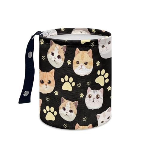 Image of Cat Car Trash Bag Waste Basket with Adjustable Buttons Collapsible Car Storage Bag Multipurpose Road Trip Essentials for Outdoor Activities