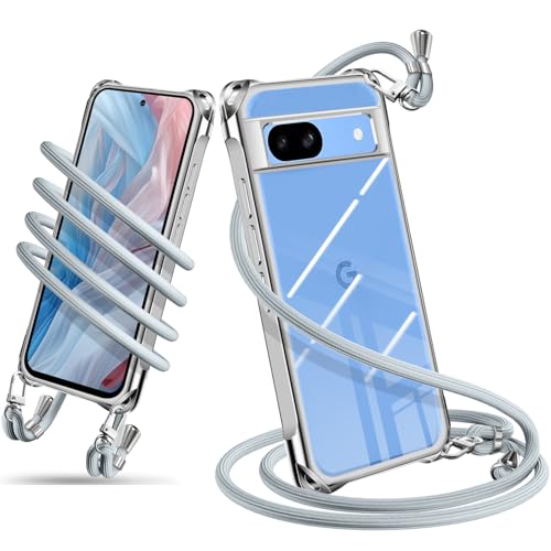 Google Pixel 8A ケース ショルダー クリア ピクセル8a スマホケース カバー 肩掛け 斜めかけ 縄掛けケース 耐衝撃 透明 TPU 薄型 紐付き 斜めがけ 織りストラップ付き ネックストラップ 長さ調整可能 取り外し可能 落下防止 紛失防
