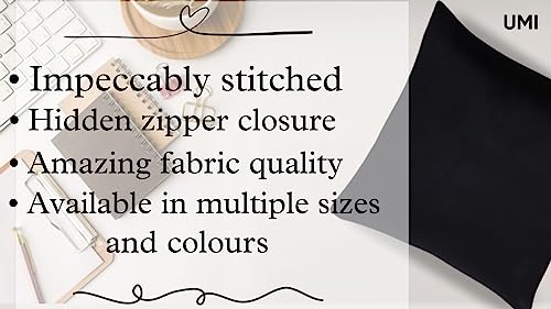 Image of Amazon Brand - Umi Velvet Decorative Cushion Cover 18x18 Inch - Set of 5, Soft Solid Square Throw Pillow Covers for Sofa, Living Room or Home Decor - 45x45 cm in Black Color