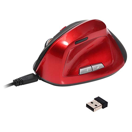 Vertikale Maus, Wiederaufladbare Ergonomische Maus, Einstellbar DPI 2.4G Kabellose Maus Vertikale Funkmaus, Optische Vertical Mouse, Red