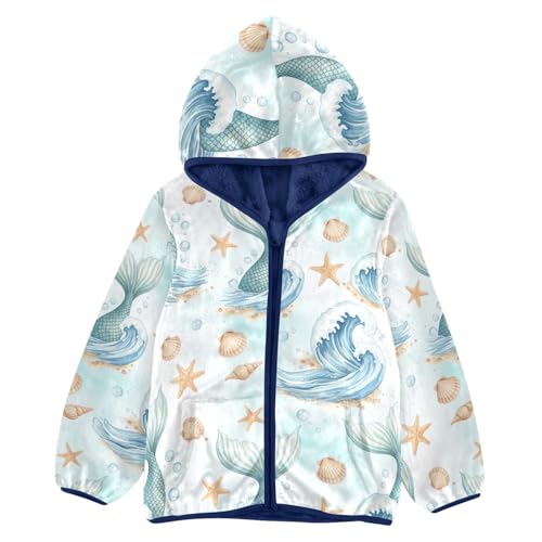 CHIFIGNO Mermaid Tail Boys Zip up Jacket Fleece Jacket for Fall Winter Zip up Hoodie 3T