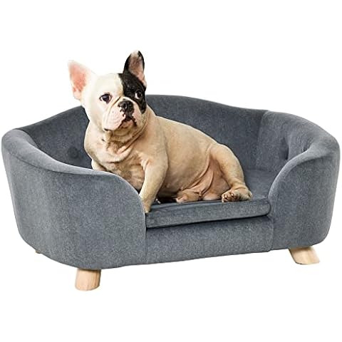 PawHut Grey Dog Sofa Bed with Cushion Cover