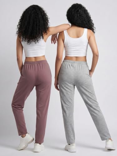 Image of Fflirtygo Cotton Solid Track Pant /Lounge Wear /Pocket Payjama �100% Export Quality Soft Cotton Night Wear /Pocket Pyjama for Women Combo Pack, Black & Blue Pyjama