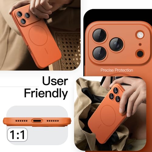 Image of JETech Magnetic Slim Case for iPhone 17 Pro Max 6.9-Inch, Compatible with MagSafe, Ultra-Thin Lightweight Minimalist Phone Cover with Matte Finish and Full Camera Lens Protection (Orange)