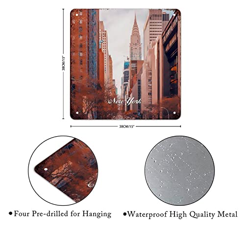 Plaque rétro en aluminium New York pour une décoration murale rustique de salon