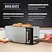 Balter Toaster 4 Scheiben, Touch Bedienung, Langschlitz, Edelstahl, Brötchenaufsatz, LCD Display Langschlitztoaster, Auftaufunktion, Brotzentrierung, TS-44