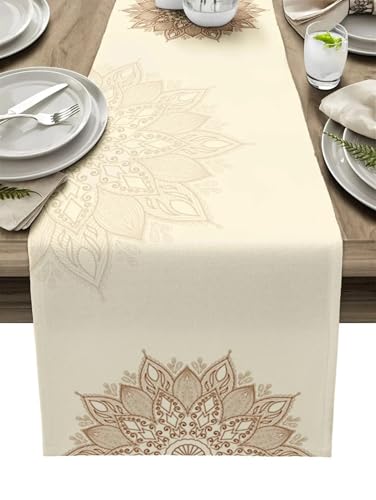 Chemin de table en lin bohème chic et luxueux pour décoration raffinée - 2