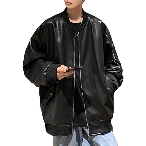 Veste en cuir pour hommes style vintage et ample pour le sportswear quotidien