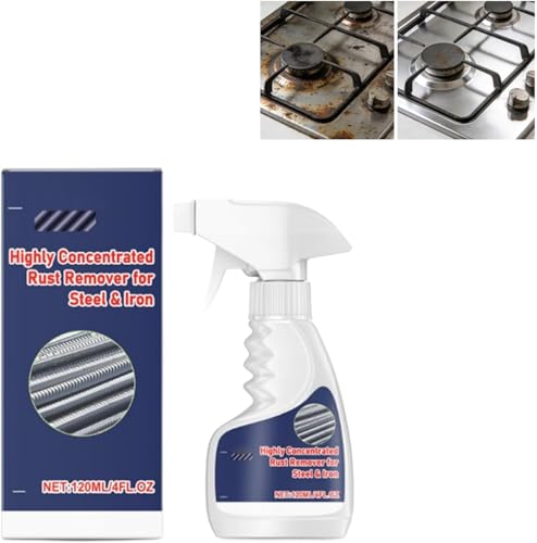 OMULIKJ Rust Remover Spray for Metal Highly Concentrated Rust Remover for Steel Copper Stainless Steel Heavy Duty Rust Remover Spray No Scrubbing Fast Acting Rust Stain Remover 4 fl oz(1PC)