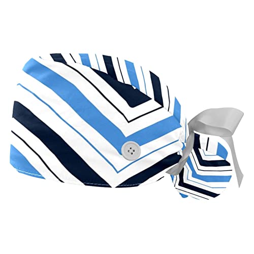 Chapeaux bouffants JDEZ à rayures bleues : lot de 2 casquettes de travail ajustables
