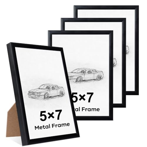 LYYYXGYP 5x7 Picture Frame Metal Black Aluminum Photo Frame Plexiglass