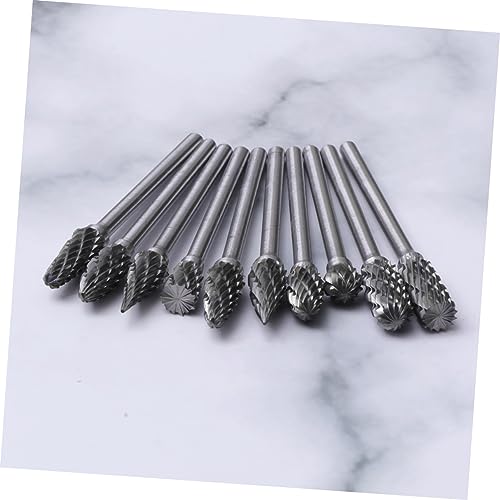 Juego de fresas rotativas de acero tungsteno 3mm 10 piezas miniatura 6