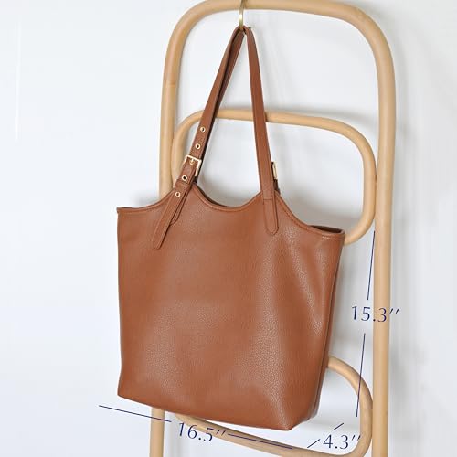 Image of HOXIS Tote Bag for Women with Adjustable Handles Soft Vegan Leather Shoulder Handbag for Work, Travel & Everyday Use