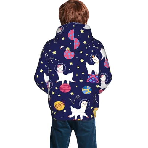 Lama in Space Kid Hoodies Boys Sweatshirts Girls Pullover with Pocket4