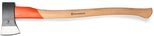 Husqvarna Hacha divisoria de estilo alemán de 27 pulgadas, mango de madera de fresno y cabeza de hacha de acero forjado, incluye cubierta duradera
