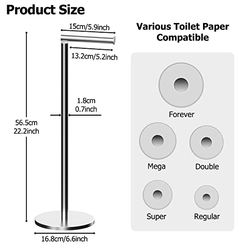 Topsky Free Standing Toilet Roll Holder, Stainless Steel Anti Rust Toilet Paper Holder for 4-5 Jumbo Rolls - Image 2
