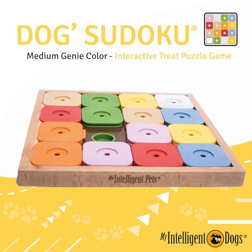 My Intelligent Dogs Interaktives Hundespielzeug Intelligenz, Hundepuzzle - Intelligenzspielzeug für Hunde Mentalen Auslastung - Interaktives Spielzeug Hund, Denkspiele für Hunde Sudoku Genie Color