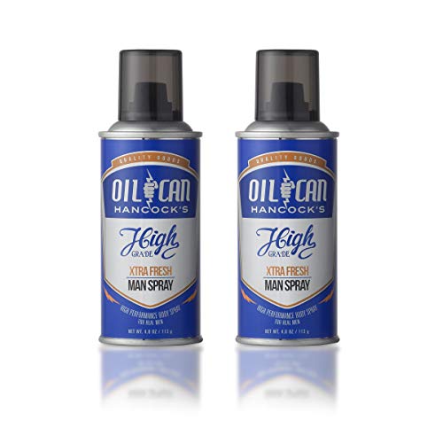 Oil Can Hancock's High Grade Man Spray XTRA FRESH by Tru Western, Men's Cologne - Bold, Refreshing, and Masculine Scent - Cardamom, Cedar, and Vetiver - 4 oz 118 mL 2 PACK