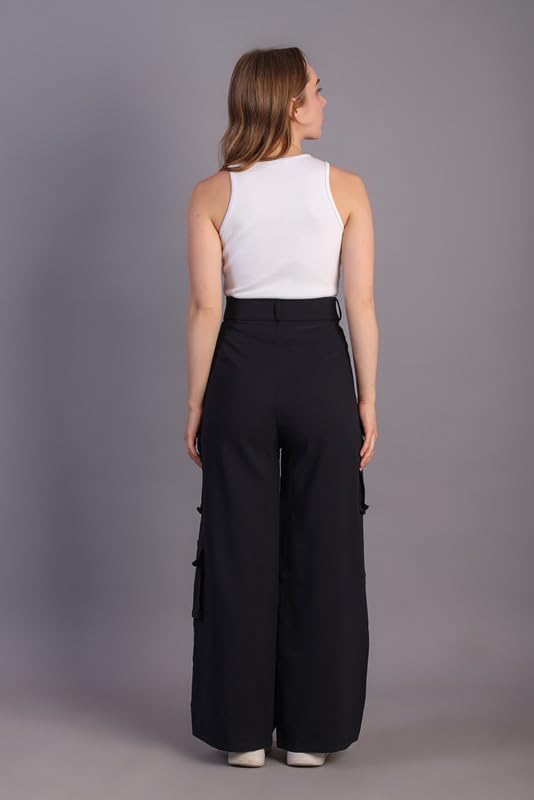 Image of HIGH Buy Women Korean 5 Pocket Cargo Comfort and Styles Baggy Super Lycra Pants for Women and Girls - Perfect High Waist Trousers for Women
