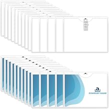 Eaasty Name Tags with Clips and Printable Inserts Clip On Name Badges Customizable Clear ID Badge Holder with Clips 3" x 4" Horizontal PVC for Meeting Seminar Show Event and Conference100 Pack