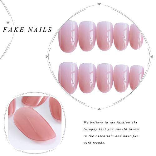 Ushiny 24PCS Falsche Nägel Pink Glossy falsche Fingernägel Acryl Press on Nails Künstliche Full Cover Nägel Tipps für… – Bild 6