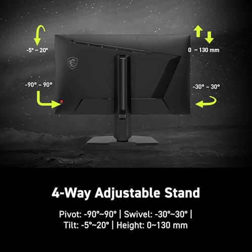 MSI MAG 275UPD E14 27-inch 3840 x 2160 (UHD) Gaming Monitor, 288Hz, Adaptive-Sync, HDMI, DisplayPort, VESA Mountable, Tilt, Height Adjustable, Speaker, 1ms, Black - Image 8