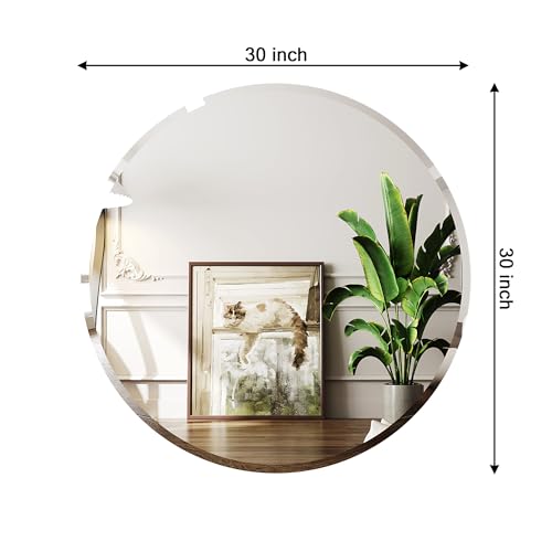 Nano Glass Circular Mirror,Circle Mirror 30 inch,Large Round Mirrors for Wall Decor, Round Vanity Mirror,Espejo Redondo