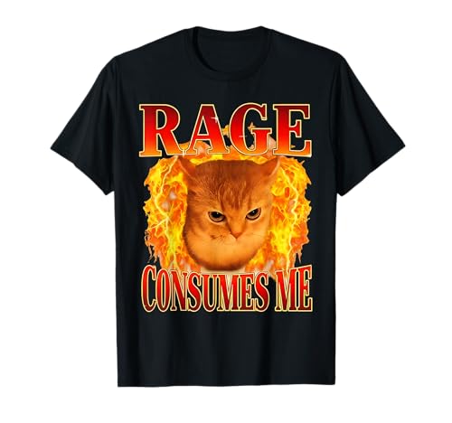 Rage Consumes Me Funny Angry Cat Meme Fire Graphic T-Shirt