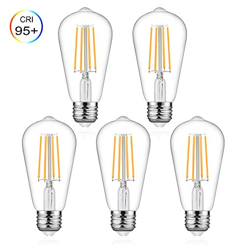 Defurhome LED Edison Bulbs 60W Equivalent, Warm White 2700K, High ≥95 CRI Eye