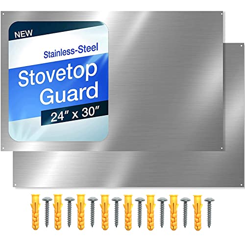 (2 Pack)24 x 30 Reversible Metal Backsplash Matching screws | Compatible with Broan-NuTone SP3004 - Ultra Flat and Flushed Metal Panel Splatter Guard for Stovetop Easy Installation