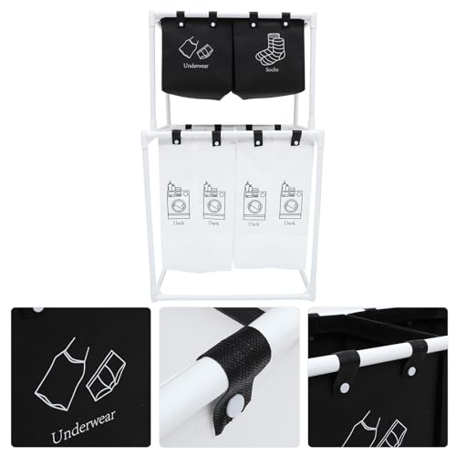 ELAYARD 大容量洗濯かごスタンド付き 家用多機能ランドリーバスケット 耐荷重設計で衣類収納に 持ちやすいハンドル付き 生活空間を彩るモ