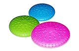 Questo resistente Frisbee galleggia sull'acqua, questo lo rende perfetto per giocare col proprio cane anche al mare o in piscina.