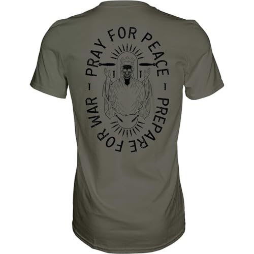 Combat Iron Men's Graphic T-Shirt | Pray for Peace, Prepare for War | Cotton-Poly Blend | Athletic Fit, Tagless Comfort2