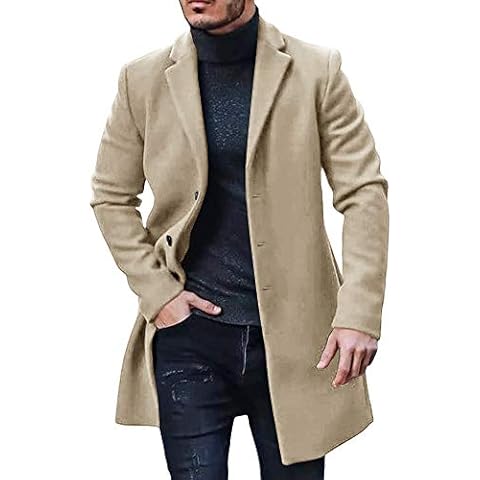 Runcati Men's Artificial Woolen Trench Coat Cover