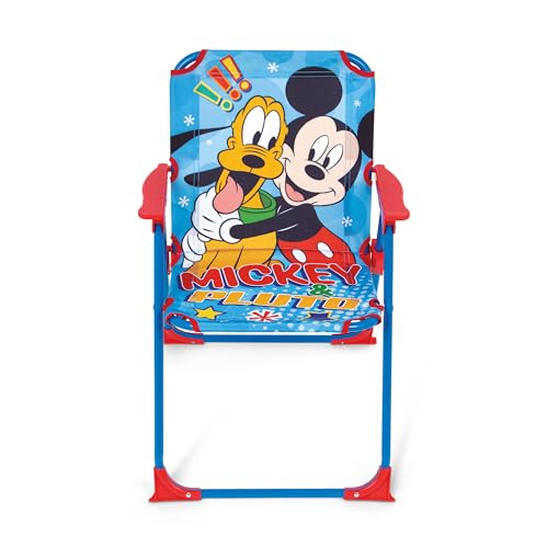 ARDITEX Chaise pliante pour enfant Mickey Mouse Disney. Chaise d'extérieur pour plage, jardin et terrasse, structure métallique, accoudoirs en plastique et siège en...